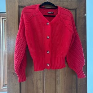 SHEIN Red Textured Cardigan